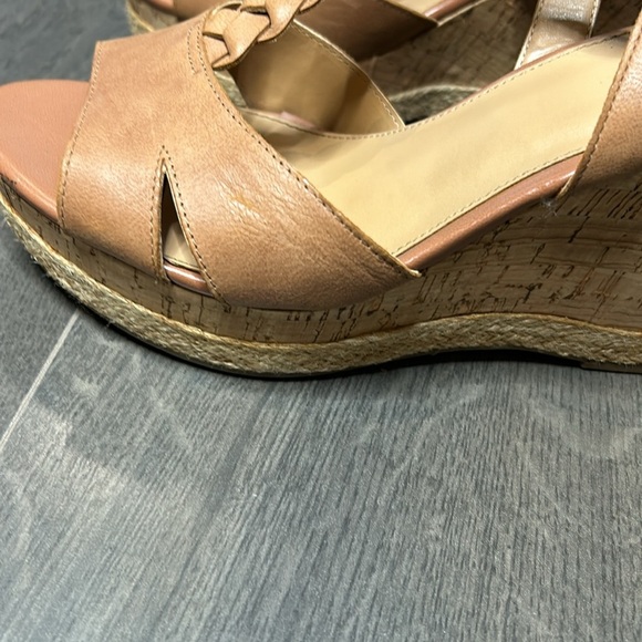 Franco Sarto Seema Tan Leather Cork Espadrille Wedge Sandals Women’s size 9.5 - Picture 10 of 17